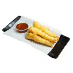 Five pieces of golden shrimp tempura served with house-made dipping sauce